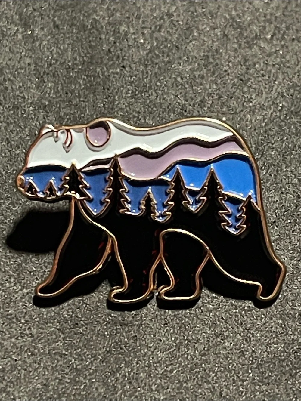 Mountain Grizzly Bear Landscape Enamel Pin- Hikers Forest Wilderness NEW